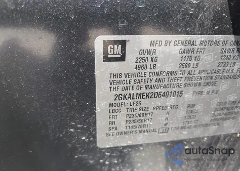 2013 GMC Terrain Sle-1 из США, поврежденный, VIN 2GKALMEK2D6401015